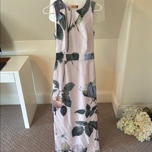 Ted Baker Pink Gray Botanical Maxi Gown